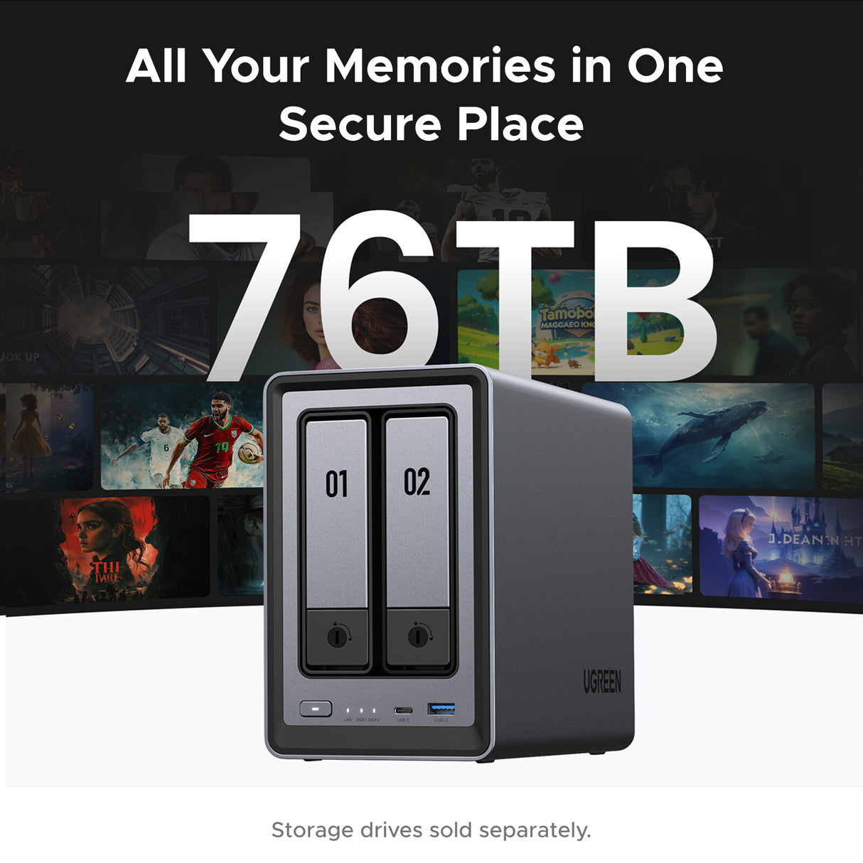 Ugreen NETWORK ATTACHED DXP2800 DISKLESS UK NAS Desktop Intel® N N100 8 GB DDR5 0 TB UGOS Pro