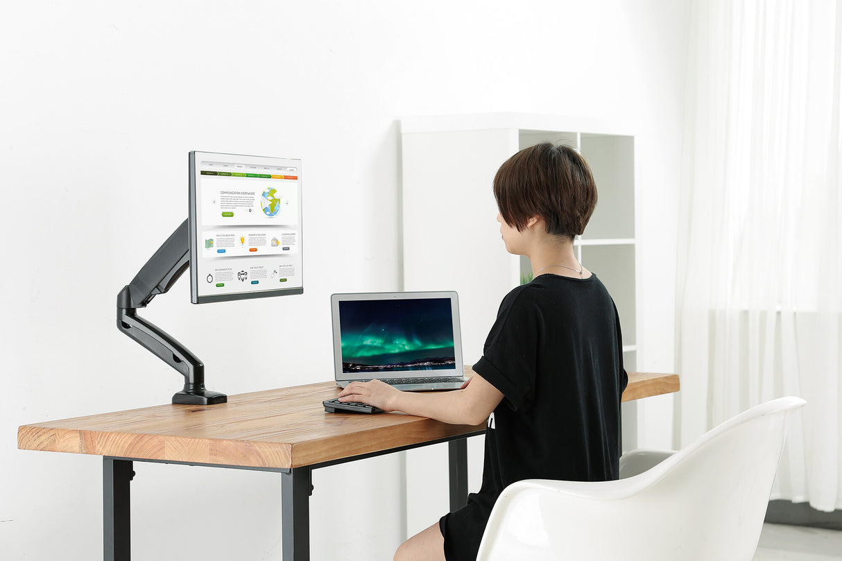 Manhattan Desk Mount for TV & Monitors (Full Motion Spring), For screens 13" to 27", C-Clamp or Grommet Assembly, VESA compatibility: 75x75mm and 100x100mm - check the dimensions of the four mounting holes on back of screen to ensure it fits, Max 9kg, Bla