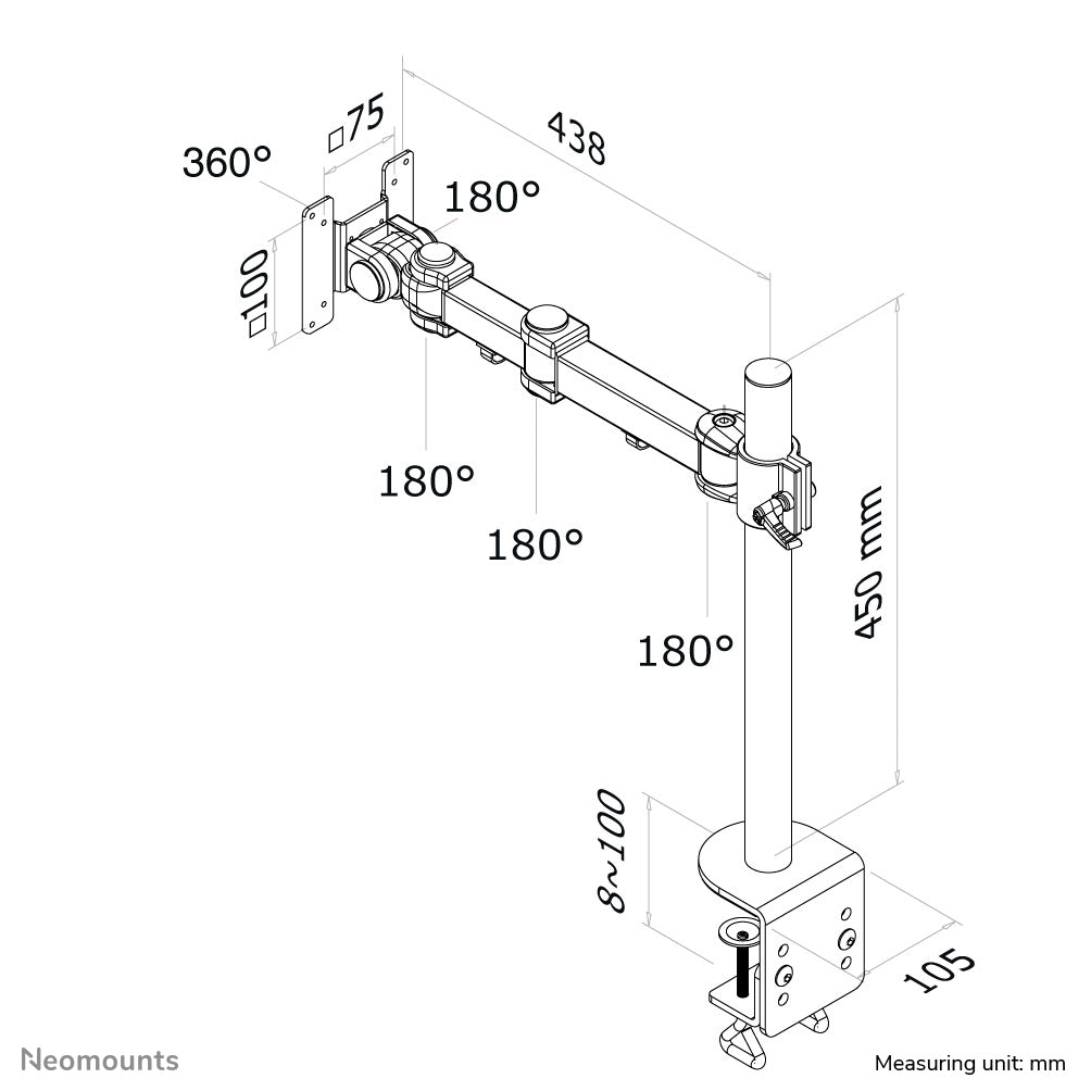 Neomounts FPMA-D960 Monitor arm 10-30"