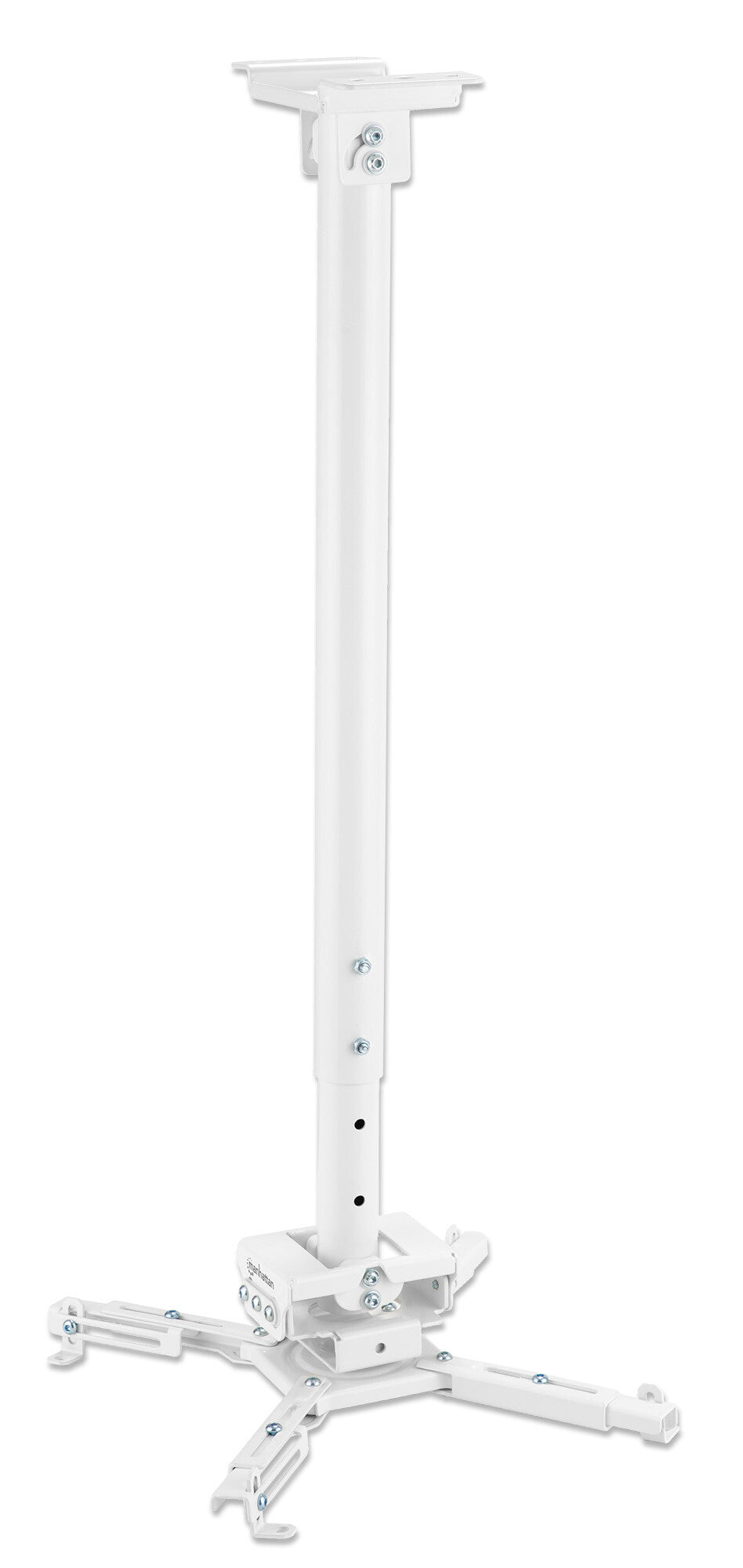 Manhattan Projector Mount, Ceiling, Universal, Full Motion, Height Range: 745 to 1145mm, Max 35kg, White, 360° rotation, +/-20° Tilt, and +/-8° Swivel, Lifetime Warranty