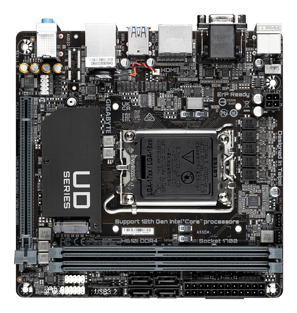 GIGABYTE H610I DDR4 Motherboard - Supports Intel Core 14th CPUs, 4+1+1 Hybrid Digital VRM, up to 3200MHz DDR4, 1xPCIe 3.0 M.2, GbE LAN, USB 3.2 Gen 1
