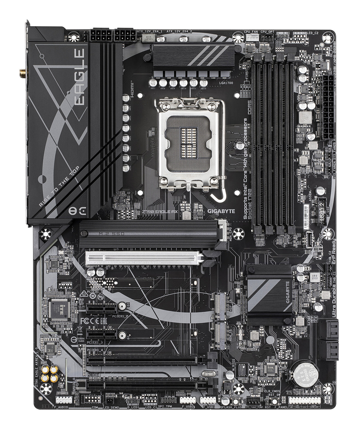 GIGABYTE Z790 EAGLE AX Motherboard - Supports Intel Core 14th Gen CPUs, 12+1+1Phases Digital VRM, up to 7600MHz DDR5 (OC), 3xPCIe 4.0 M.2, Wi-Fi 6E, 2.5GbE LAN, USB 3.2 Gen 2