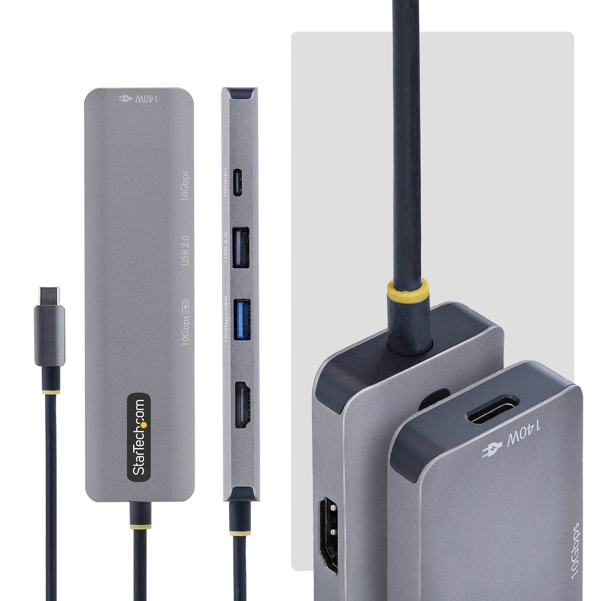 StarTech.com USB-C to HDMI Multiport Adapter with 140W PD Charging, 4K 60Hz, USB 10Gbps Hub, Type-C Mini Dock for MacBook / Dell / Thinkpad / HP