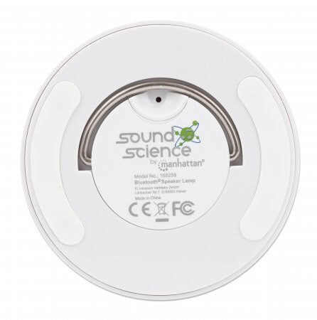 Manhattan Sound Science Bluetooth Speaker, 5 hour Playback time, Range 10m, microSD card reader (32GB), Aux 3.5mm connector, Output 3W, USB-A charging cable included, 1200mAH battery, Bluetooth v5, Built-in hanger, White, 3 Year Warranty