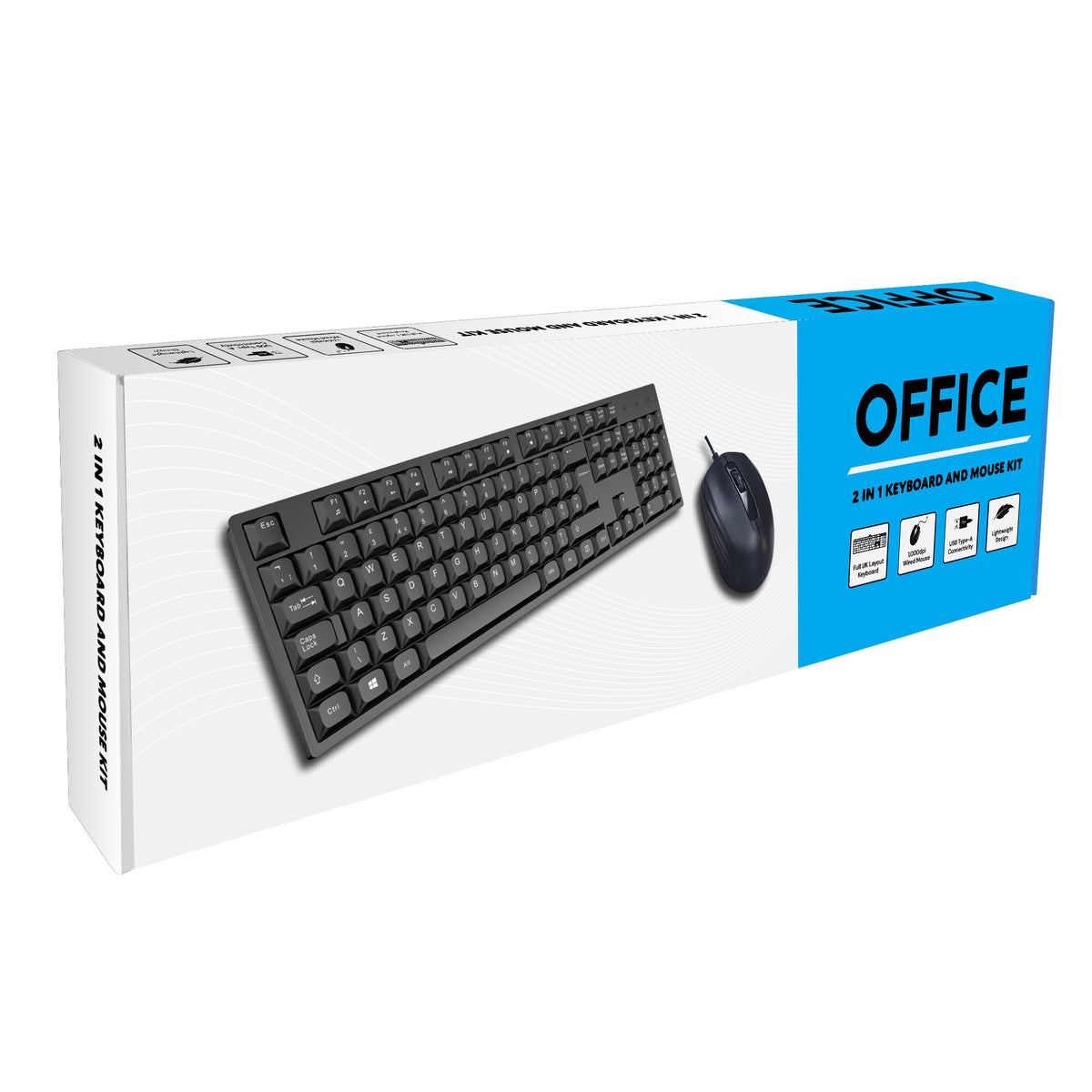 VIDA OFFICE 2IN1 USB KIT keyboard Mouse included Home/Office QWERTY UK English Black
