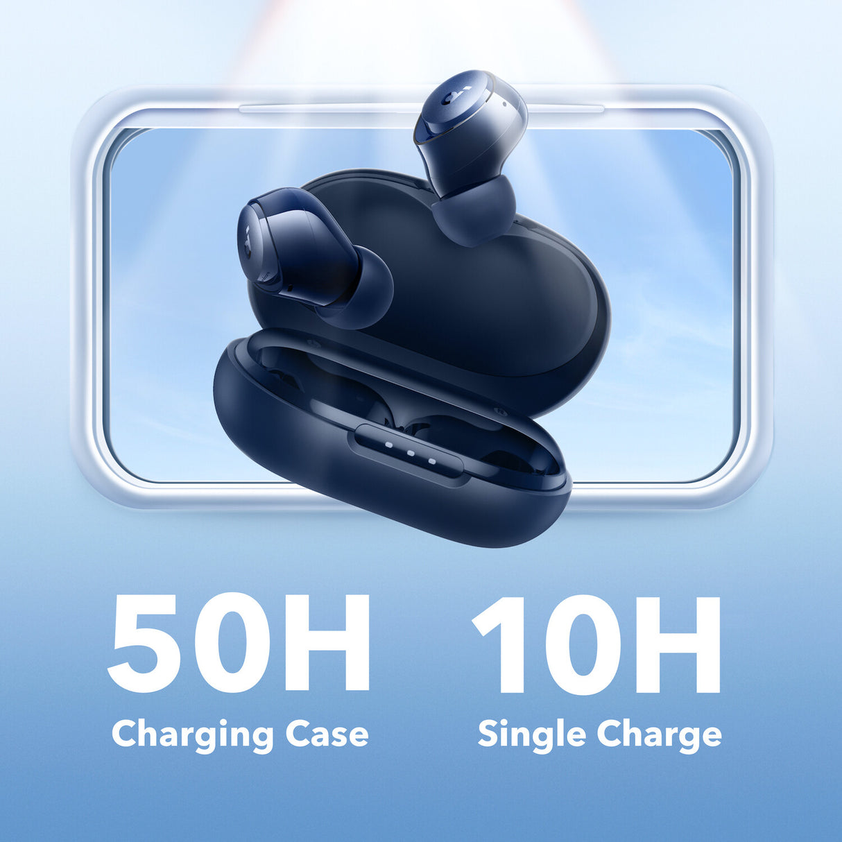 Anker Space A40 Adaptive Active Noise Canceling Wireless Earbuds, 50H Total Playtime, 10H Single Charge Playtime, LDAC Hi-Res Sound, Comfortable Fit, 6 Mics, Wireless Charge, Fast Charge