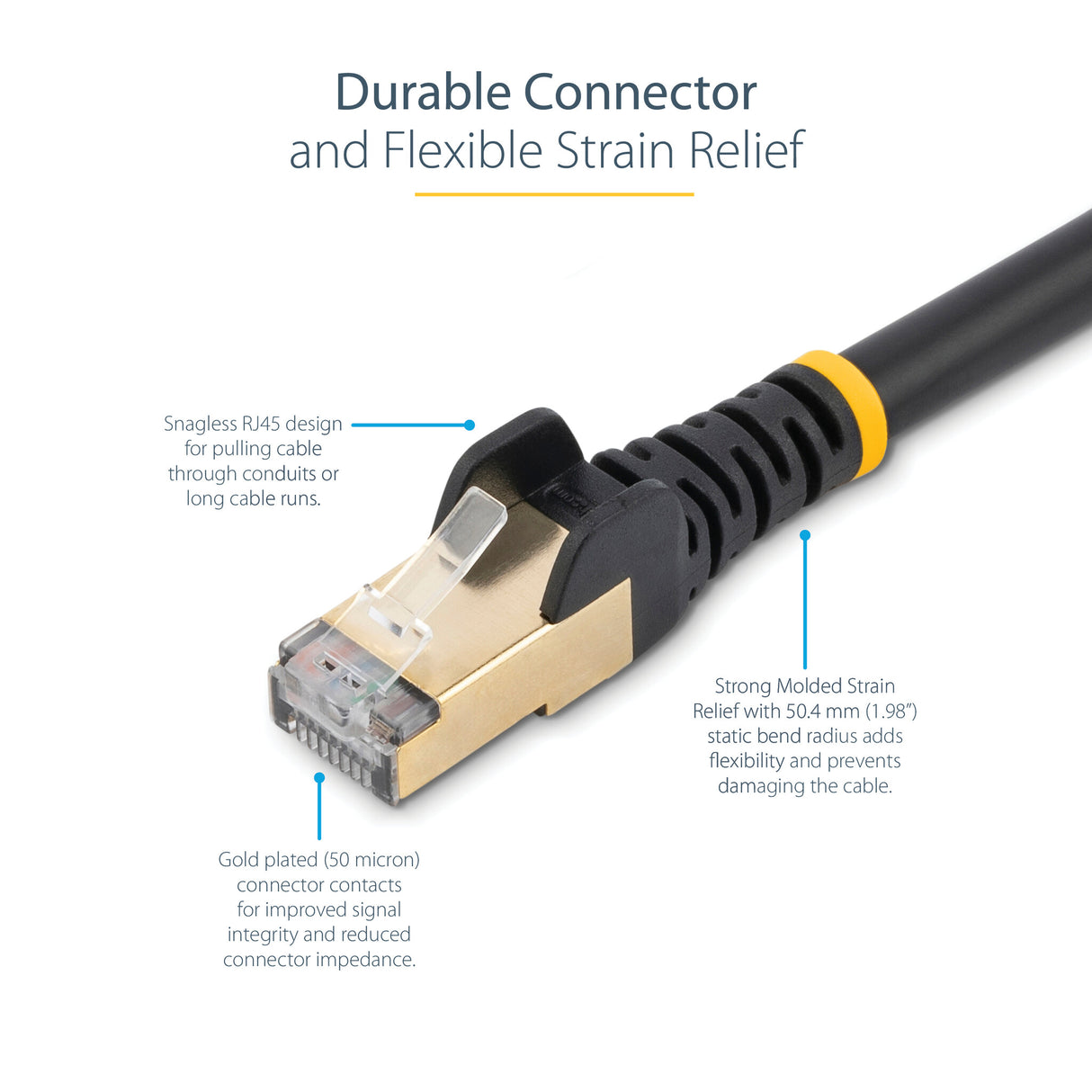 StarTech.com 2m CAT6a Ethernet Cable - 10 Gigabit Shielded Snagless RJ45 100W PoE Patch Cord - 10GbE STP Network Cable w/Strain Relief - Black Fluke Tested/Wiring is UL Certified/TIA