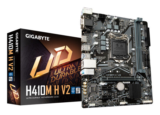 GIGABYTE H410M H V2 Motherboard - Supports Intel Core 10th CPUs, up to 2933MHz DDR4, 1xPCIe 3.0 M.2, GbE LAN, USB 3.2 Gen 1