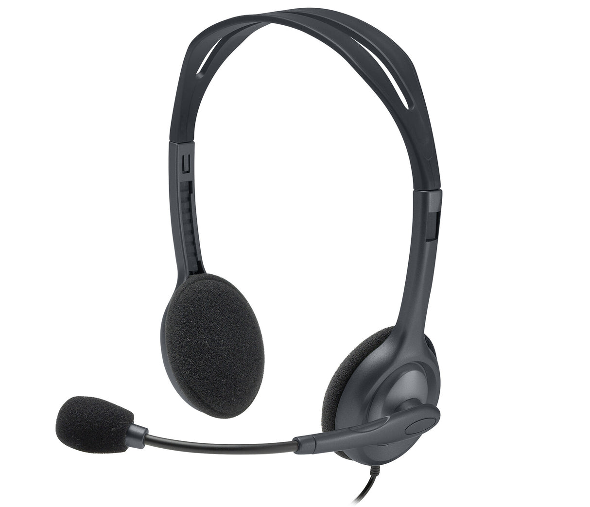 Casque filaire Logitech H111, son stéréo, prise audio 3,5 mm, microphone antibruit, noir
