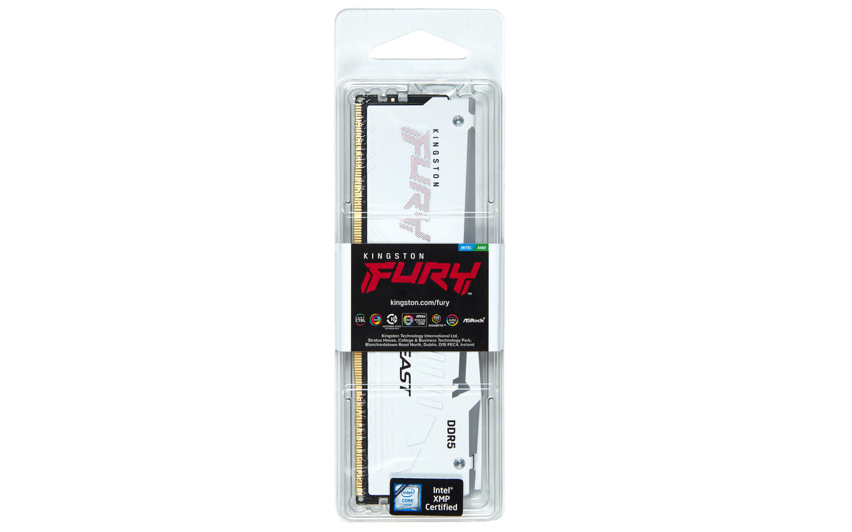Kingston Technology FURY Beast 32GB 6400MT/s DDR5 CL32 DIMM White RGB XMP