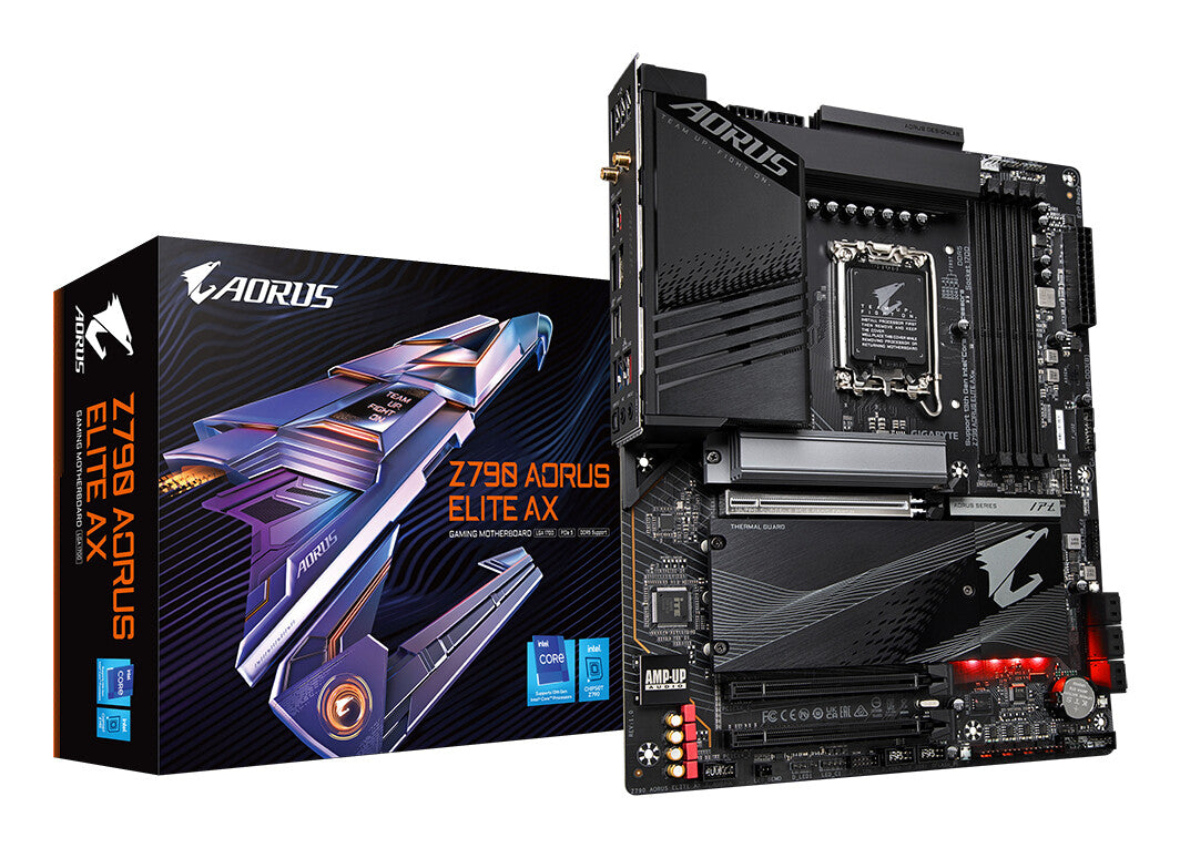 Placa base Gigabyte Z790 AORUS ELITE AX DDR5, Intel Socket 1700, 12/13.a generación, 1x PCIe 5.0 x16, 4x PCIe 4.0 x4, 1x PCIe 3.0 x4, USB 3.2 Gen 2x2 tipo C, HDMI, DisplayPort, Q-Flash Plus