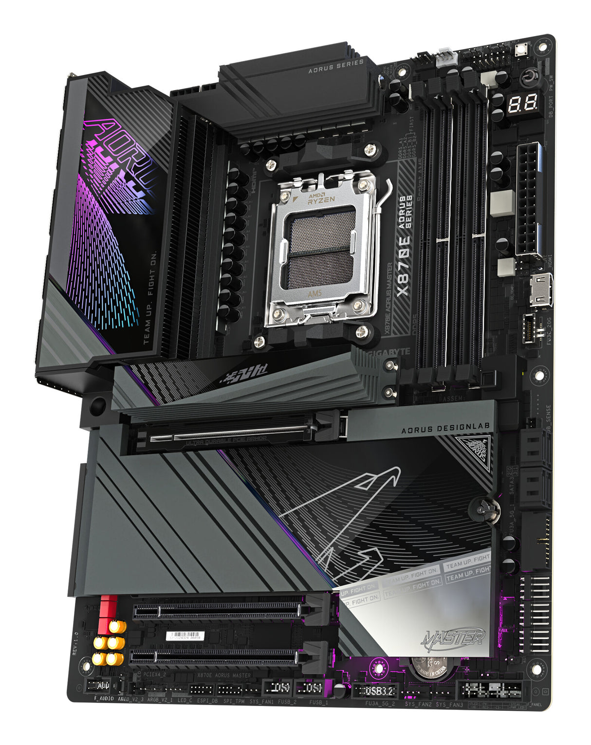 GIGABYTE X870E AORUS MASTER Motherboard - Supports AMD Ryzen 9000 CPUs, 16+2+2 Phases Digital VRM, up to 8600MHz DDR5 (OC), 3xPCIe 5.0 + 1xPCIe 4.0, Wi-Fi 7, 5GbE LAN, USB 4