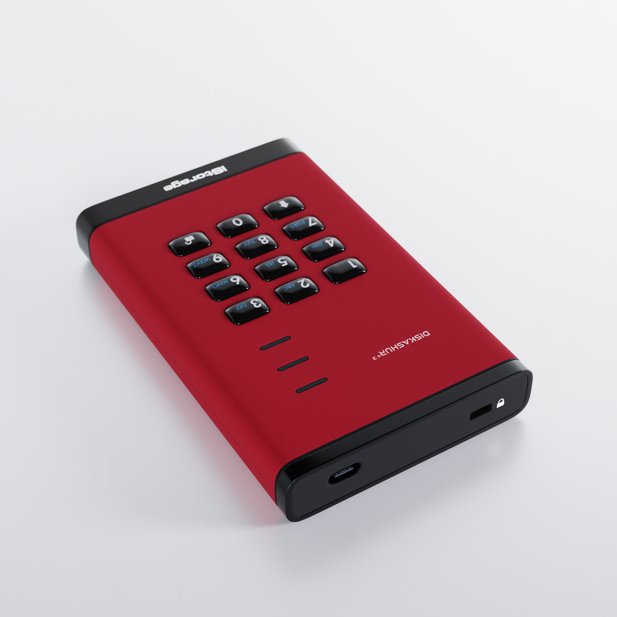 iStorage diskAshur³ SSD 4TB Red | Secure Portable Solid State Drive | FIPS 140-3 Level 3 Complaint |Common Criteria EAL 5+ | PIN protected | AES-XTS 256-bit hardware encryption | GDPR, TAA Compliant | Dust/Water Resistant |