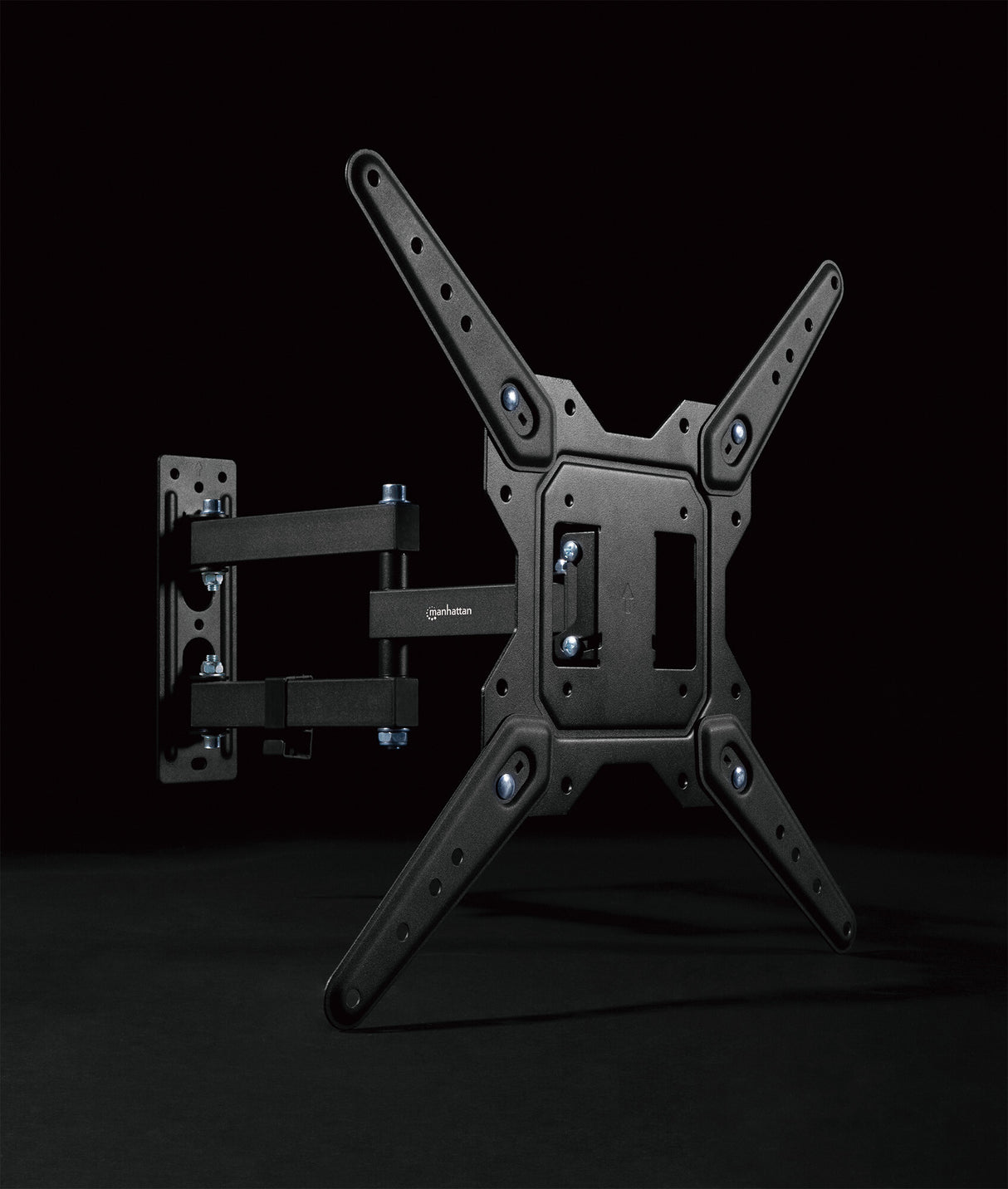 Manhattan Wall Mount for TV & Monitors (Full Motion), For screens 32" to 55", VESA compatability: all between 100x100mm and 400x400mm - check the dimensions of the four mounting holes on back of screen to ensure it fits, Max 30kg, Black, Bracket