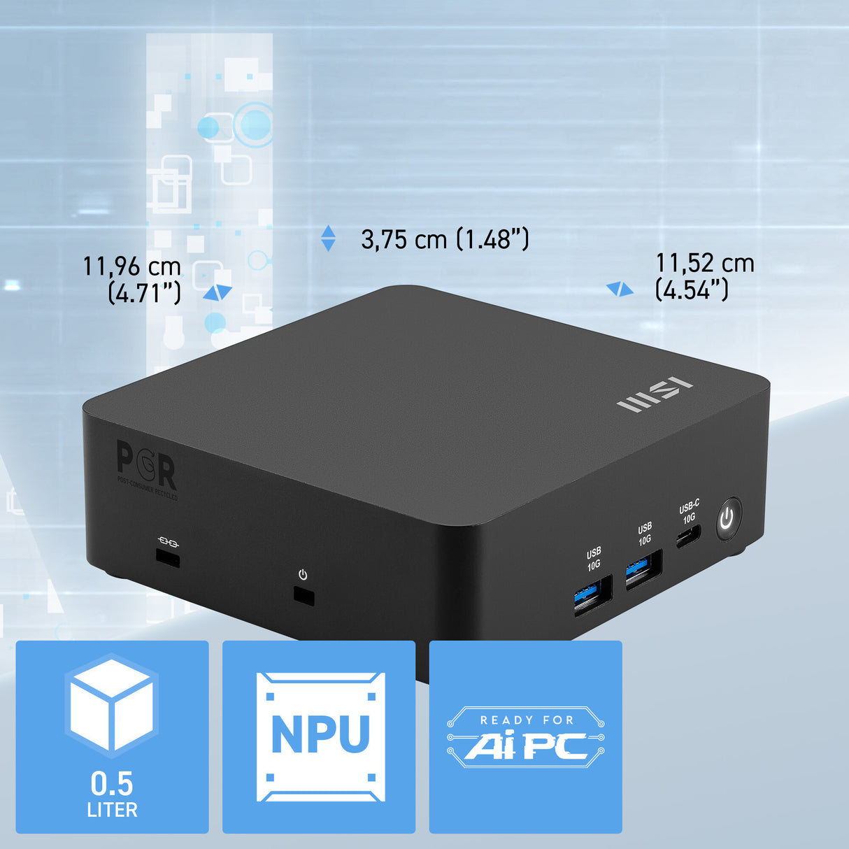 MSI Cubi NUC AI 1UMG Intel Core Ultra 7 155H (14th Gen - Core Ultra Series 1), Barebone, NUC, SFF, Mini Computer, HTPC, (NO RAM, NO Storage, NO OS), Intel Graphics/DDR5/Dual ThunderBolt 4/Dual HDMI/Dual LAN/WiFi 6E/BT 5.3/VESA - NUC AI 1UMG i7 155H BB