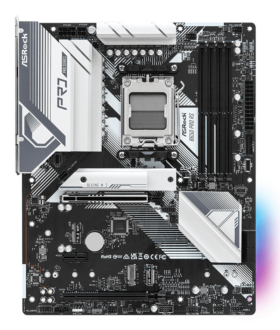 Asrock B650 PRO RS, AMD B650, AM5, ATX, 4 DDR5, HDMI, DP, LAN 2,5G, PCIe4, RVB, 3x M.2