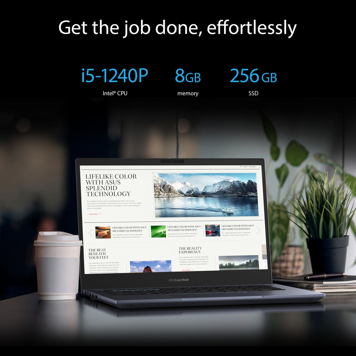 ASUS ExpertBook B5 B5402CBA-KIi5X Intel® Core™ i5 i5-1240P Laptop 35.6 cm (14") Full HD 8 GB DDR5-SDRAM 256 GB SSD Wi-Fi 6E (802.11ax) Windows 11 Pro Black