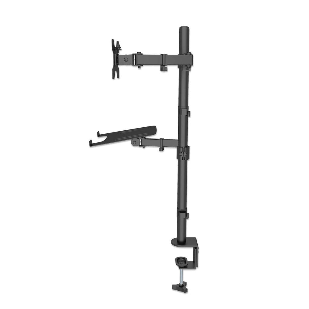 Manhattan Desk Mount for Monitors & Laptop Combo (Full Motion), For screens: 10-27", Laptop up to 17", Clamp Assembly, VESA compatability: 75x75 and 100x100mm - check the dimensions of the four mounting holes on back of screen to ensure it fits, Max 8kg,