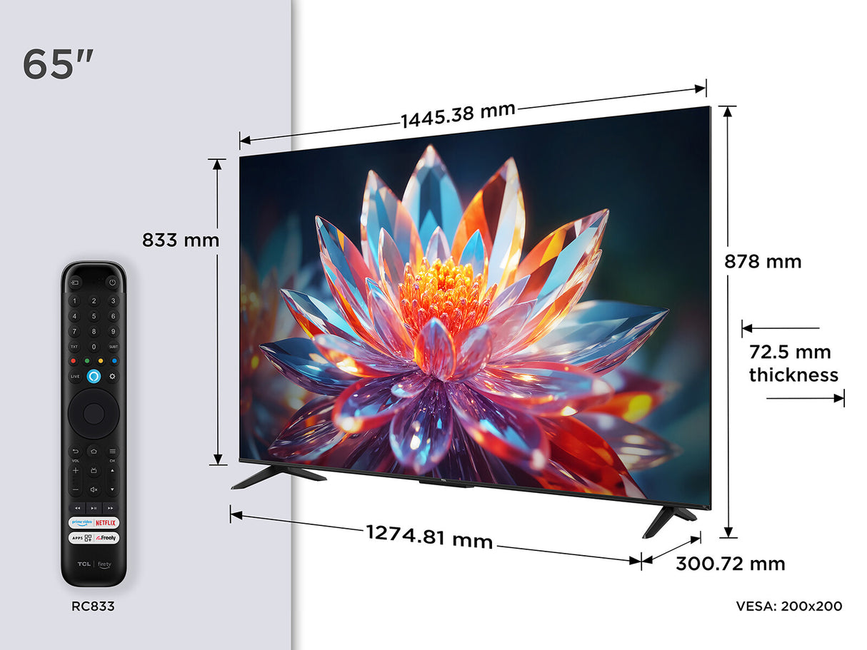 TCL T6C -UK 65 inch QLED 4K HDR 10+ Dolby Vision & Atmos Smart Fire TV