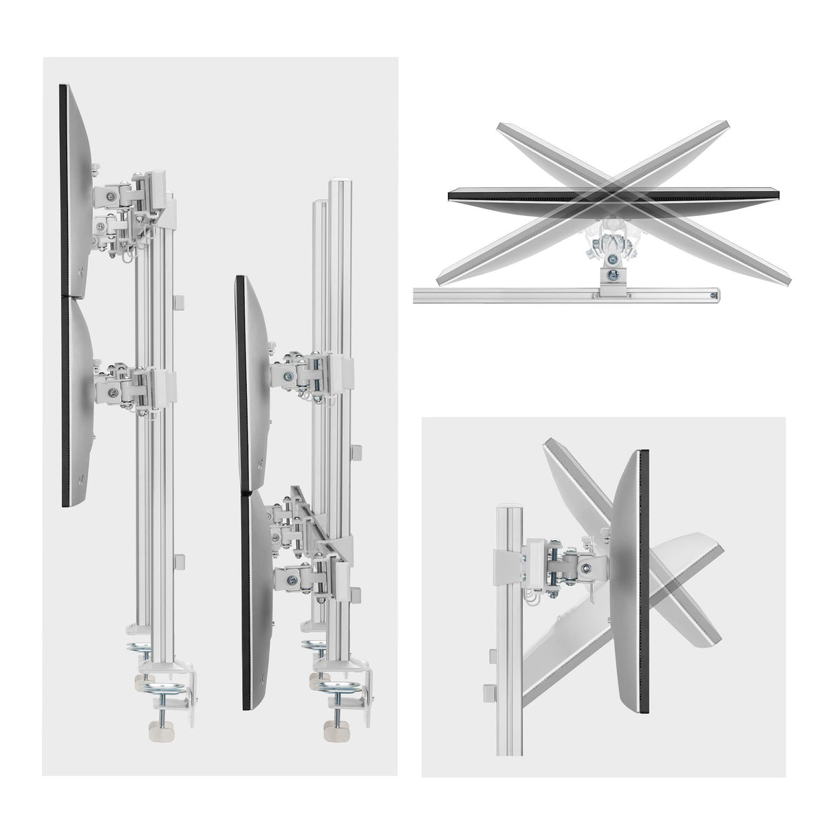 StarTech.com Six-Monitor Desk Mount with Crossbar, Up To 32-inch Computer Screens, Max 17.6lb (8kg) each, Dual Column, C-clamp/Grommet, Height Adjustable