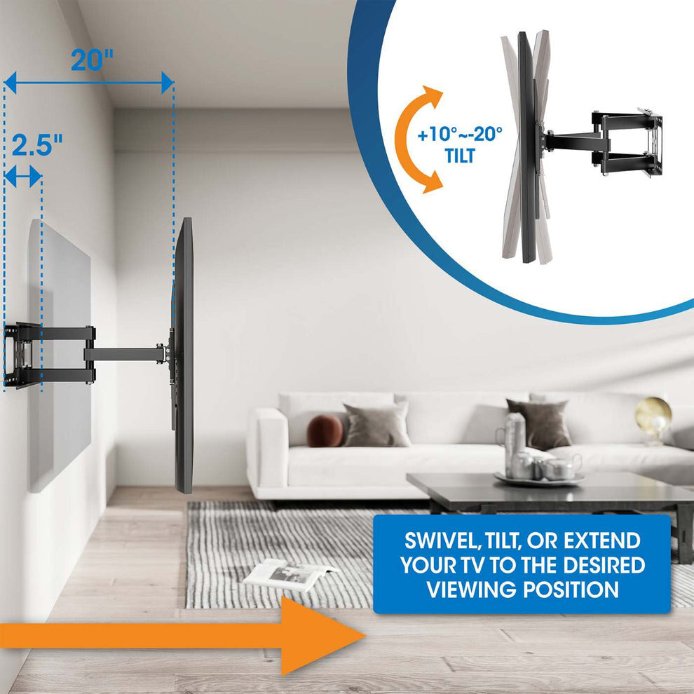 Manhattan Outdoor Wall Mount for TV & Monitors (Full Motion), For screens 37" to 65", VESA compatibility: all between 200x200mm to 600x400mm - check the dimensions of the four mounting holes on back of screen to ensure it fits, Max 50kg, Weatherproof, Bra