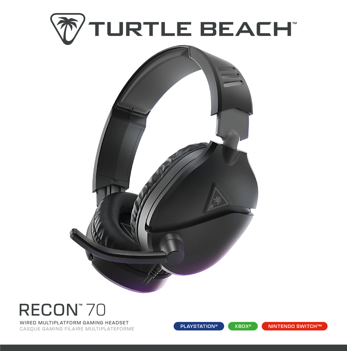 Turtle Beach Recon 70 Black Wired Multiplatform Gaming Headset for PS5, PS4, Xbox Series X or S, Xbox One and Mobile with 3.5mm Wired Connection, Flip-to-Mute Mic, 40mm Speakers, Lightweight Design