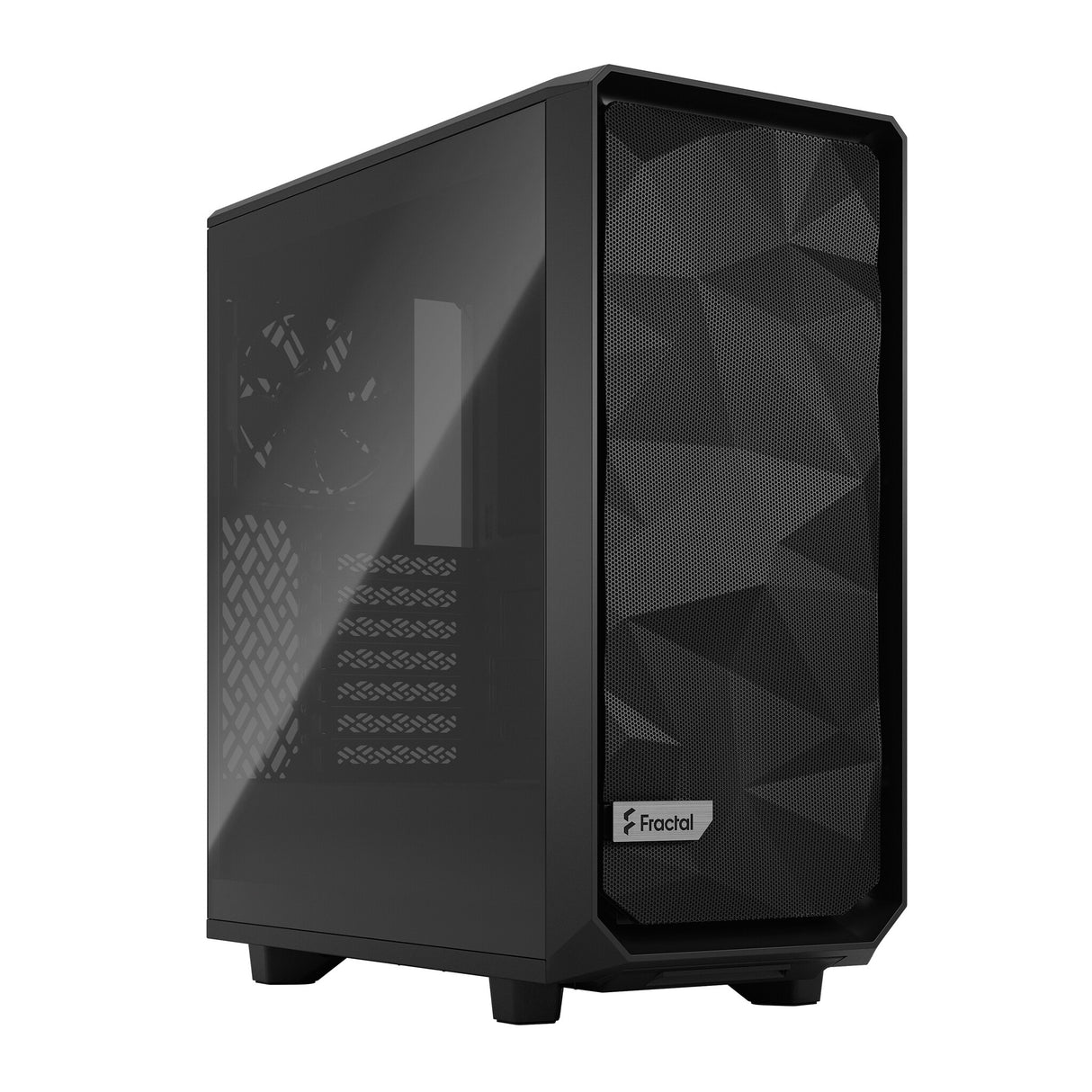 Fractal Design Meshify 2 Compact (Black TG) Estuche para juegos con ventana de vidrio tintado claro, ATX, frente de malla angular, 3 ventiladores, filtro frontal desmontable, USB-C