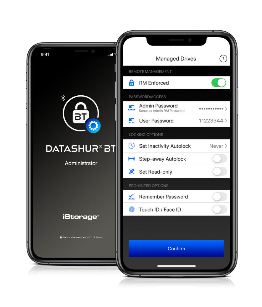 iStorage datAshur BT 128 GB | Encrypted Secure Flash Drive | Unlock via Smartphone Using Bluetooth | FIPS 140-2 Level 3 Certified | Remote Management Ready