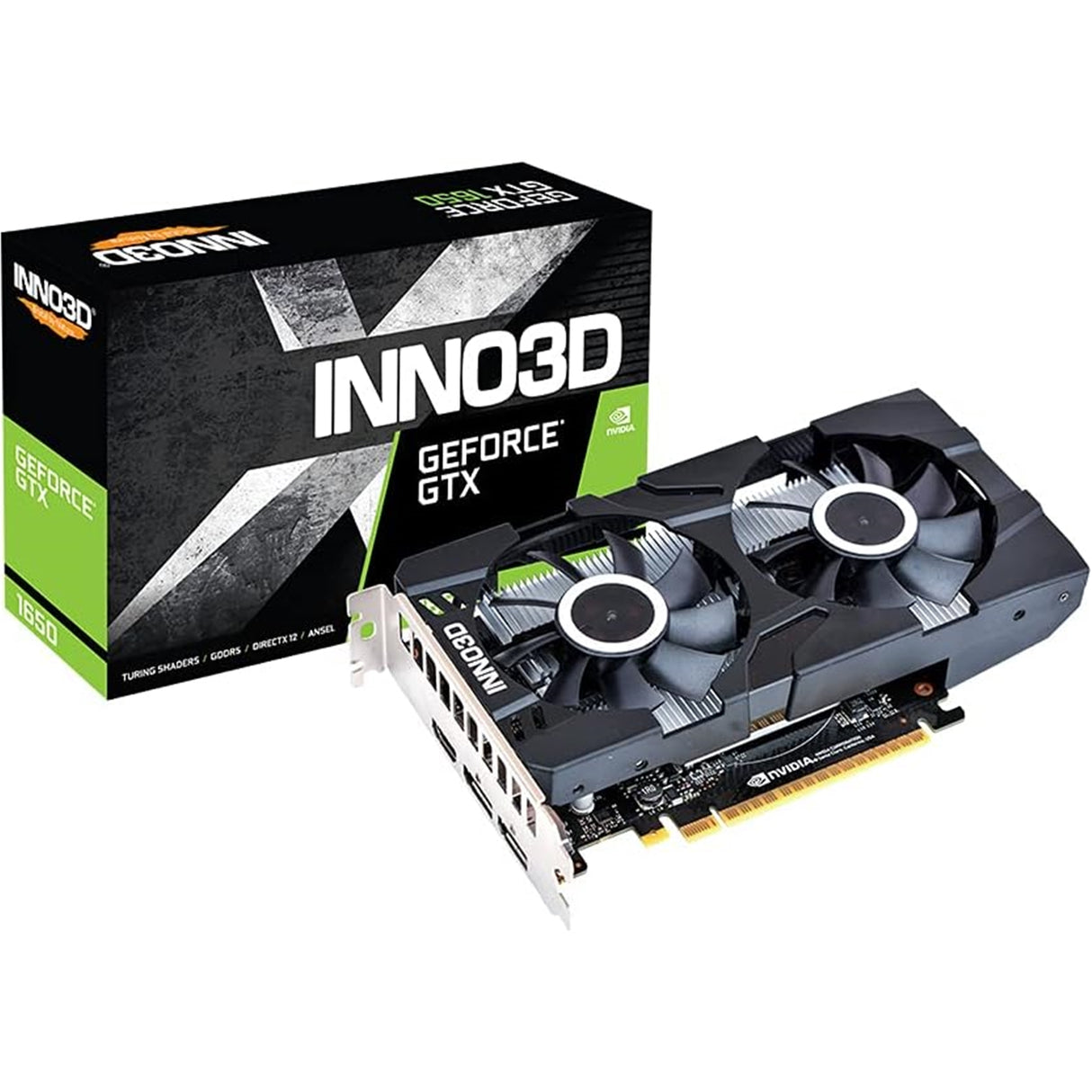 Inno3D NVIDIA Geforce GTX 1650 GDDR6 TWIN X2 OC V2 Graphics Card, 4GB GDDR6, 896 CUDA Cores, 1635 MHz Boost Clock, Dual Fan, 3x DisplayPorts / 1x HDMI Port