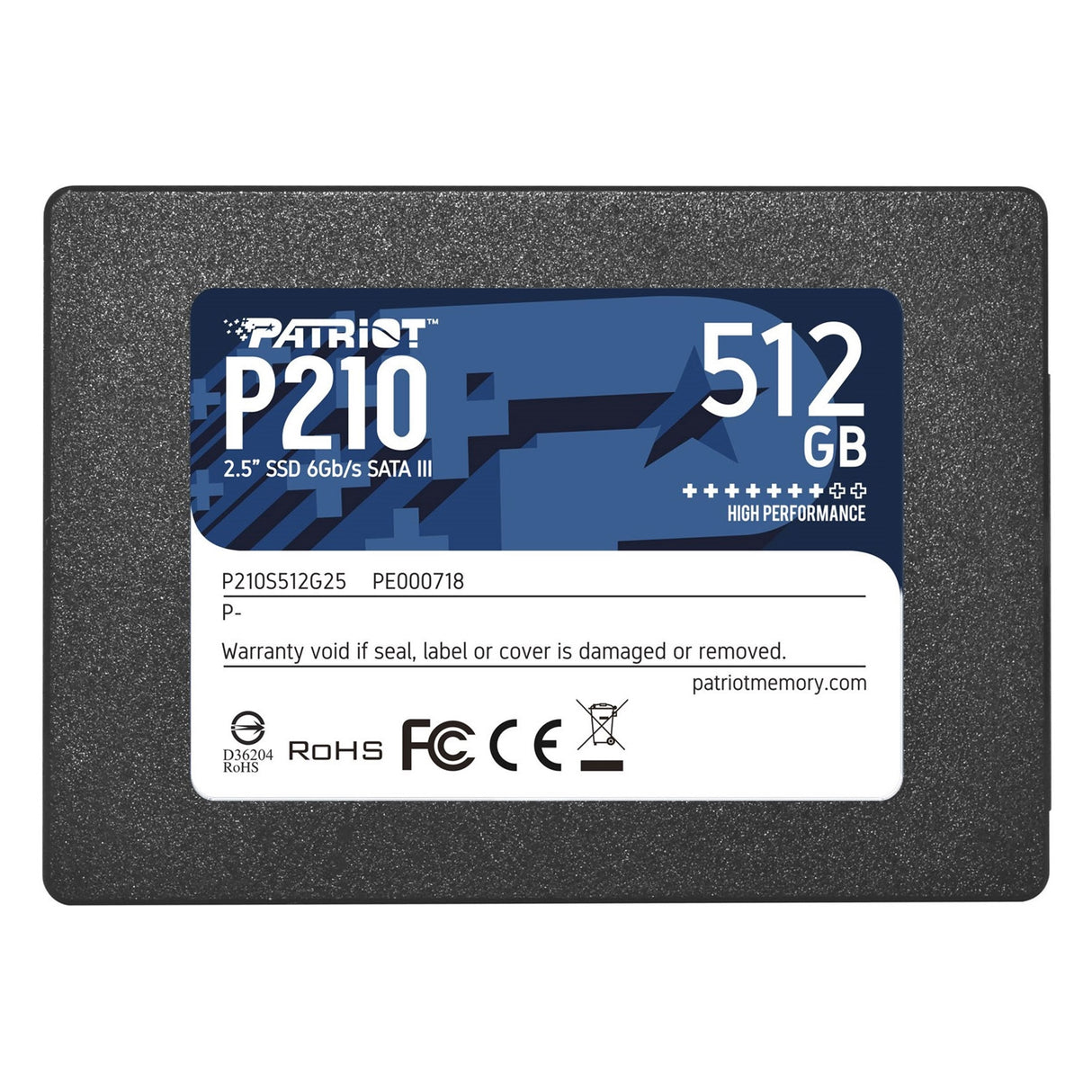 Patriot P210 Disque SSD SATA III 512 Go 2,5"