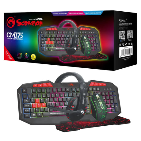 Marvo Scorpion CM375 4 - in - 1 Gaming Bundle Wired