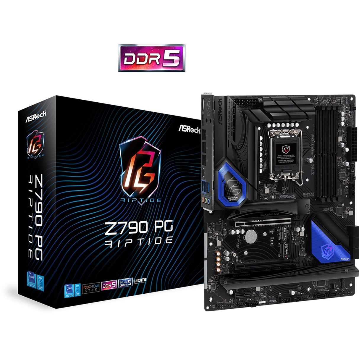 Asrock Z790 PG RIPTIDE, Intel Z790, 1700, ATX, 4 DDR5, HDMI, DP, LAN 2,5G, PCIe5, 5x M.2