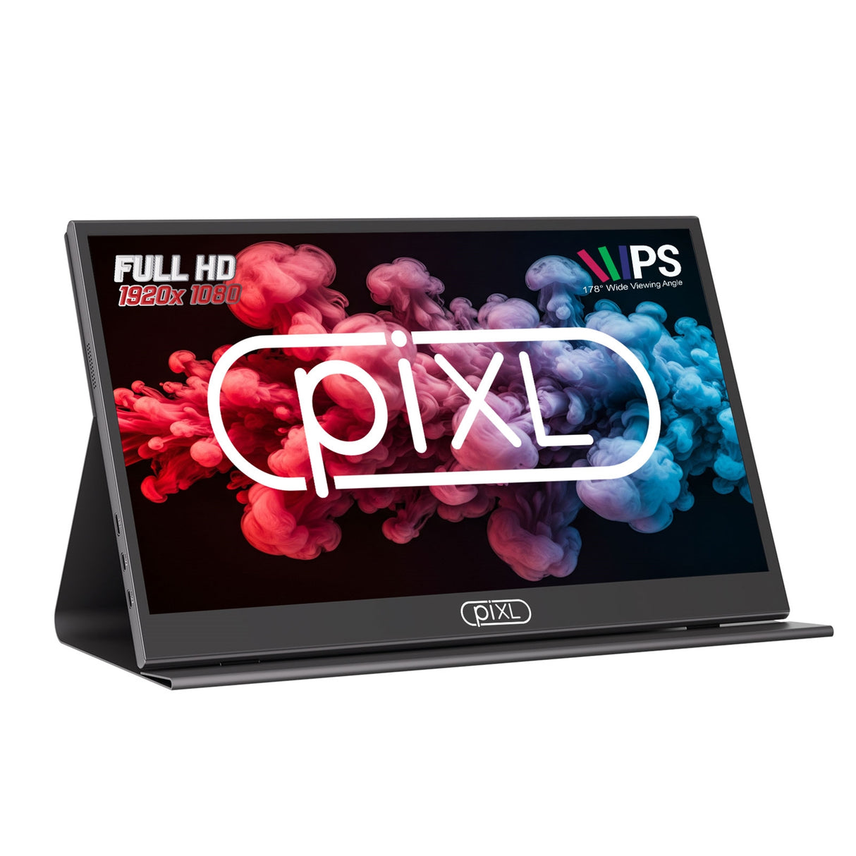 piXL PM156C 15.6 Inch 60Hz Full HD IPS Widescreen Portable Monitor with USB-C, Mini HDMI & Speakers with Foldable Case & Stand