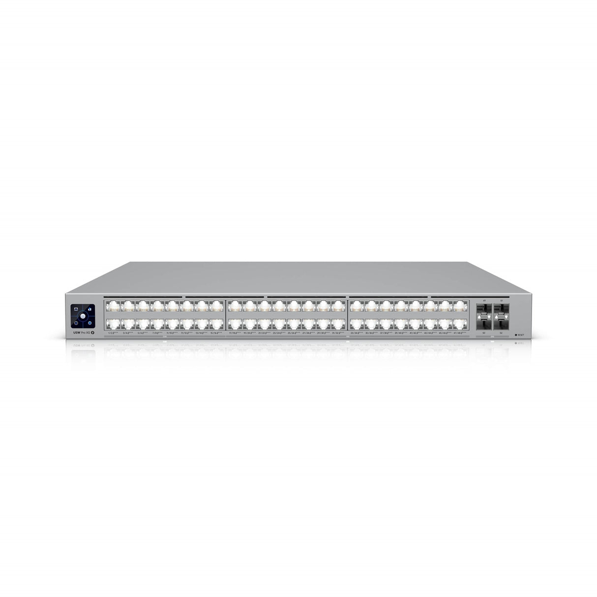 Ubiquiti (USW-Pro-XG-48) Professional-grade, 48-port Layer 3 Etherlighting switch with (32) 10 GbE, (16) 2.5 GbE, and (4) 25G SFP28 ports.