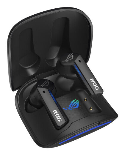 Écouteurs sans fil Asus ROG Cetra True, suppression active du bruit, mode ambiant, étui de chargement, résistant à l'eau, commandes tactiles, éclairage LED