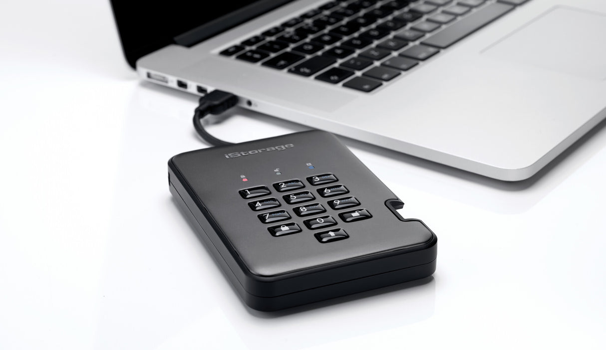 iStorage diskAshur PRO2 256-bit 2TB USB 3.2 secure encrypted hard drive IS-DAP2-256-2000-C-G