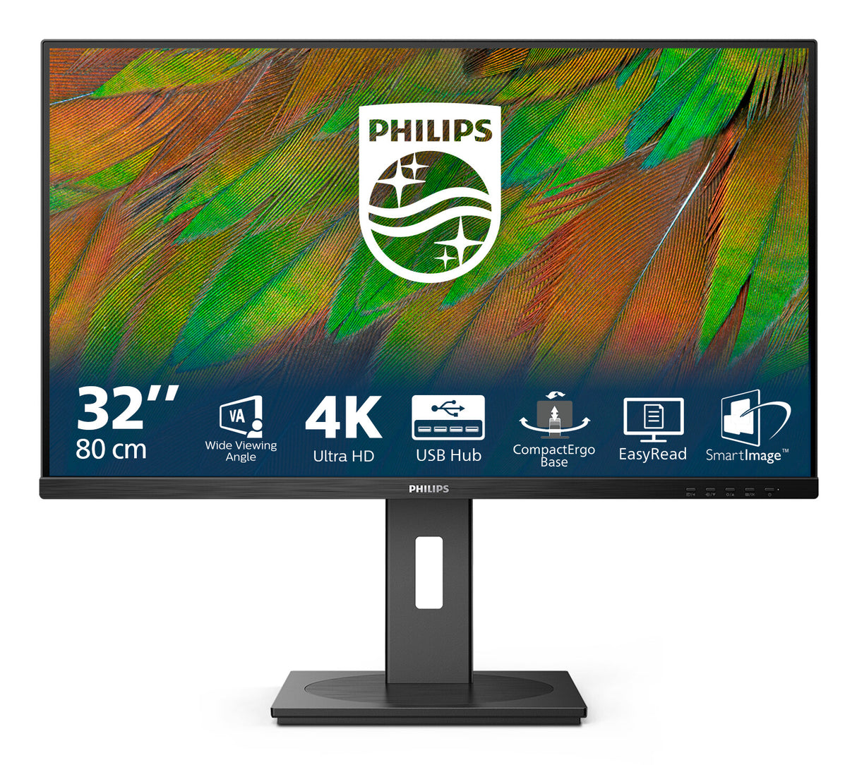 Philips 3000 series 32B1N3800/00 computer monitor 80 cm (31.5") 3840 x 2160 pixels 4K Ultra HD LCD Black