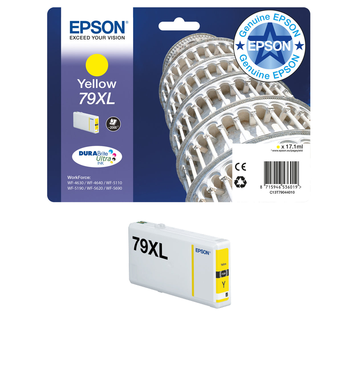 Epson Tower of Pisa Singlepack Cyan 79XL DURABrite Ultra Ink