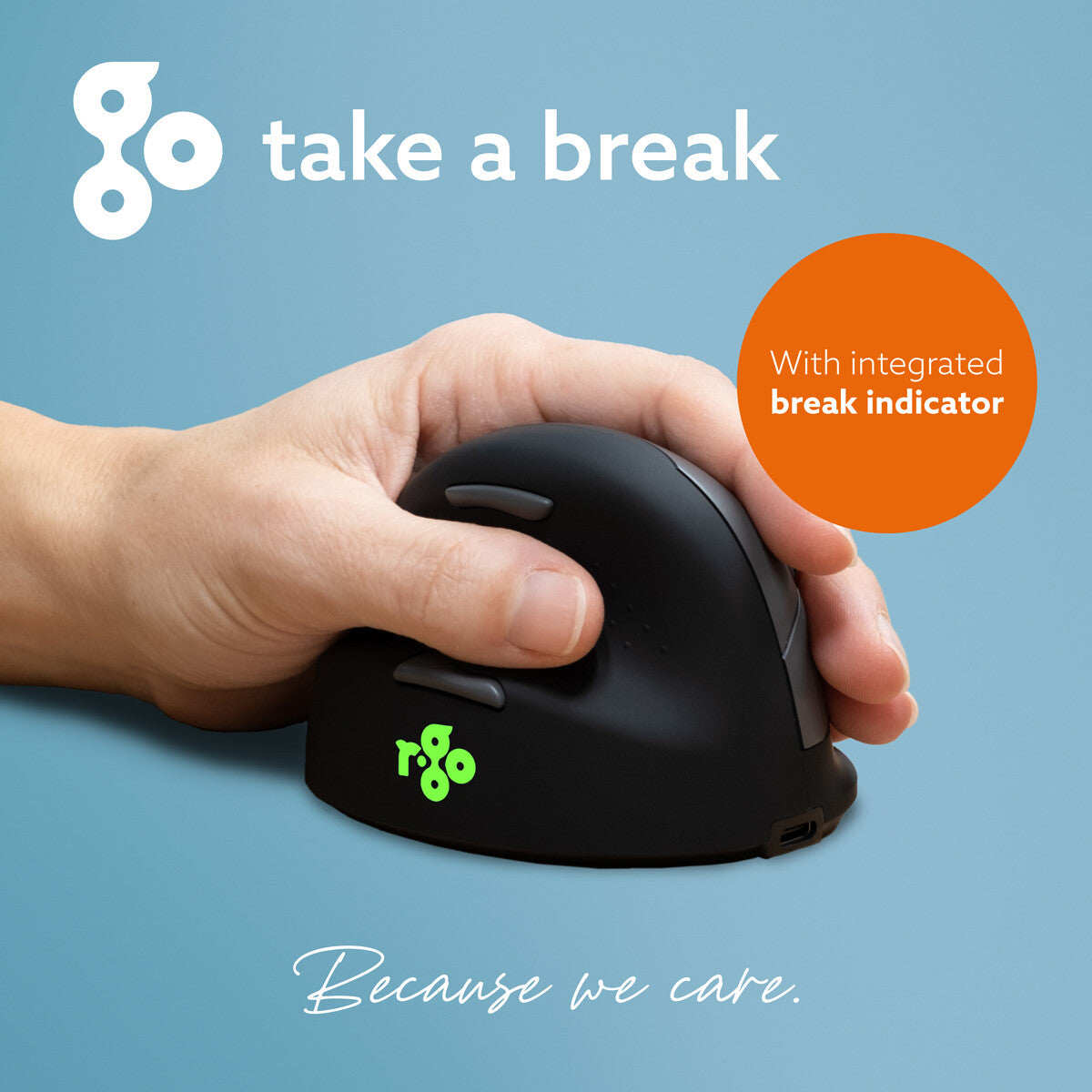 R-Go Tools Ergonomic mouse R-Go HE Break with break software, medium (hand size 165-185 mm), left-handed, Bluetooth, black