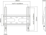 Manhattan Wall Mount for TV & Monitors (Fixed Ultra Slim), For screens 23" to 42", VESA compatability: all between 75x75mm and 200x200mm - check the dimensions of the four mounting holes on back of screen to ensure it fits, Max 45kg, Black, Bracket