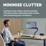 Fellowes Power Desk 2 Socket with 2 Power Sockets 1 USB-A & USB-C Ports Black