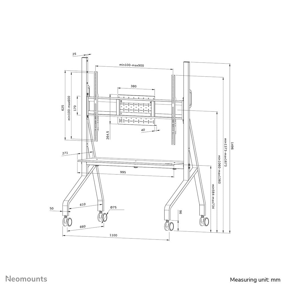 Neomounts FL50-525WH1 TV trolley 55-86" - fast installation - TÜV