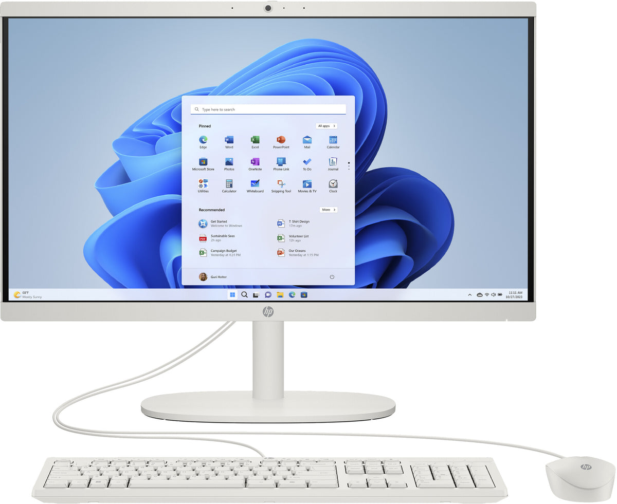 HP 22 -dg0007na Intel® Celeron® N100 54.5 cm (21.4") 1920 x 1080 pixels All-in-One PC 8 GB DDR5-SDRAM 128 GB Flash Windows 11 Home in S mode Wi-Fi 6 (802.11ax) White