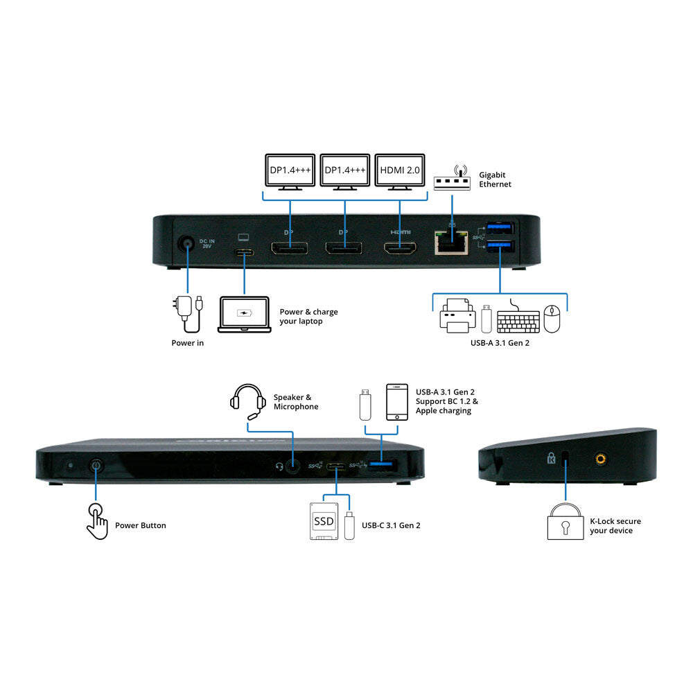 Origin Storage USB C Docking Station Black - 135W