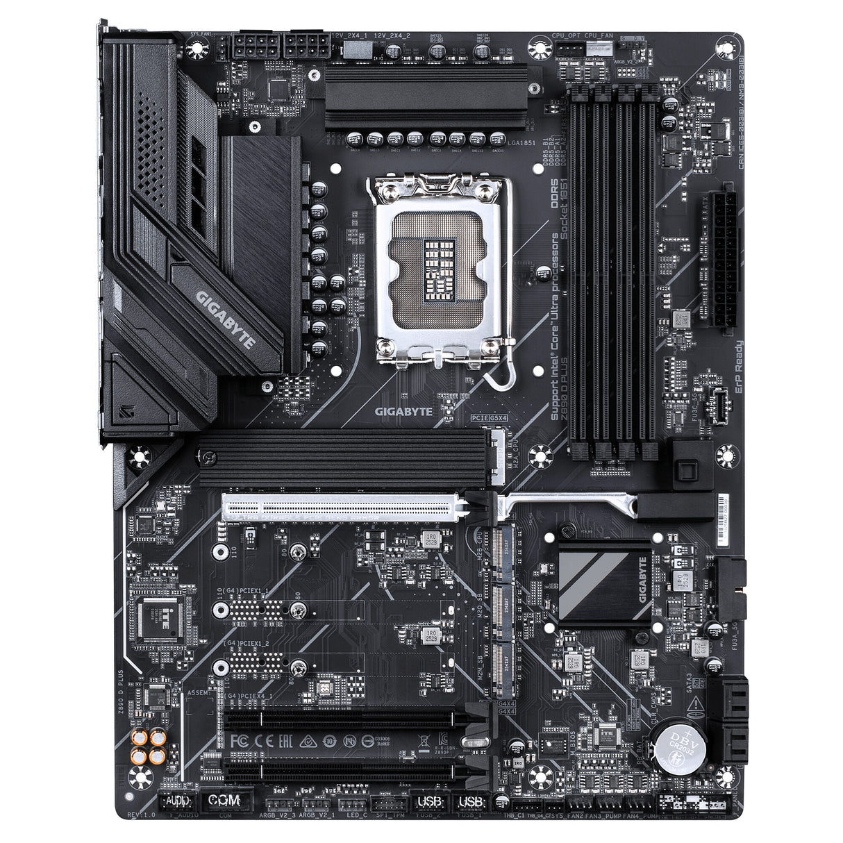GIGABYTE Z890 D PLUS Motherboard - Supports Intel Core Ultra (Series 2) CPUs, 12+1+2 phases VRM, up to 9466MHz DDR5 (OC), 1xPCIe 5.0 M.2 + 3xPCIe 4.0 M.2, 2.5GbE LAN, USB 3.2 Gen 2