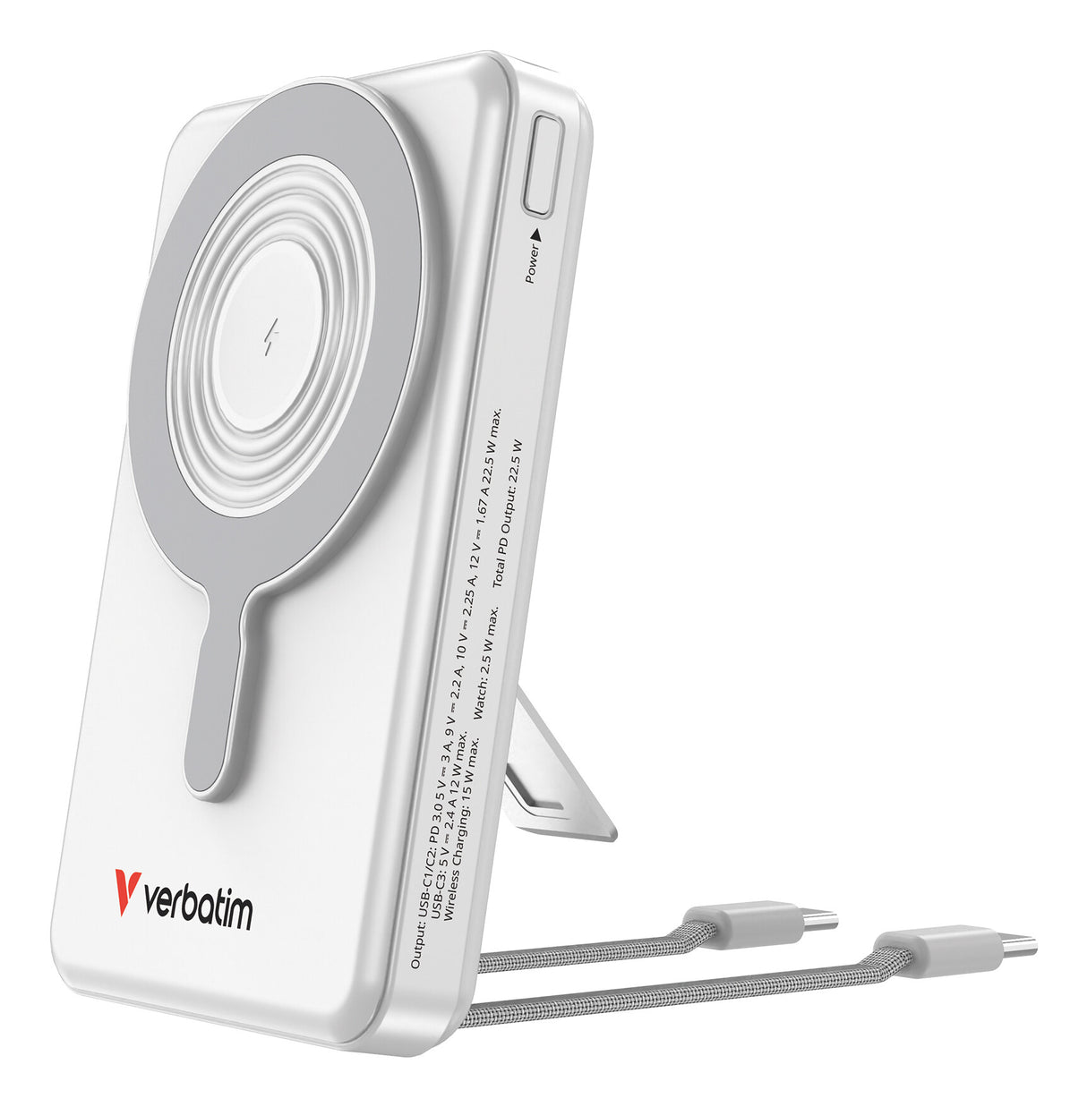 Verbatim Charge'n'Go 2C & Display Power Bank 10000 mAh Silver