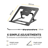 Fellowes Alumia Laptop Riser Portable Laptop Stand Max Size 15 inch Max Weight 5kg Black
