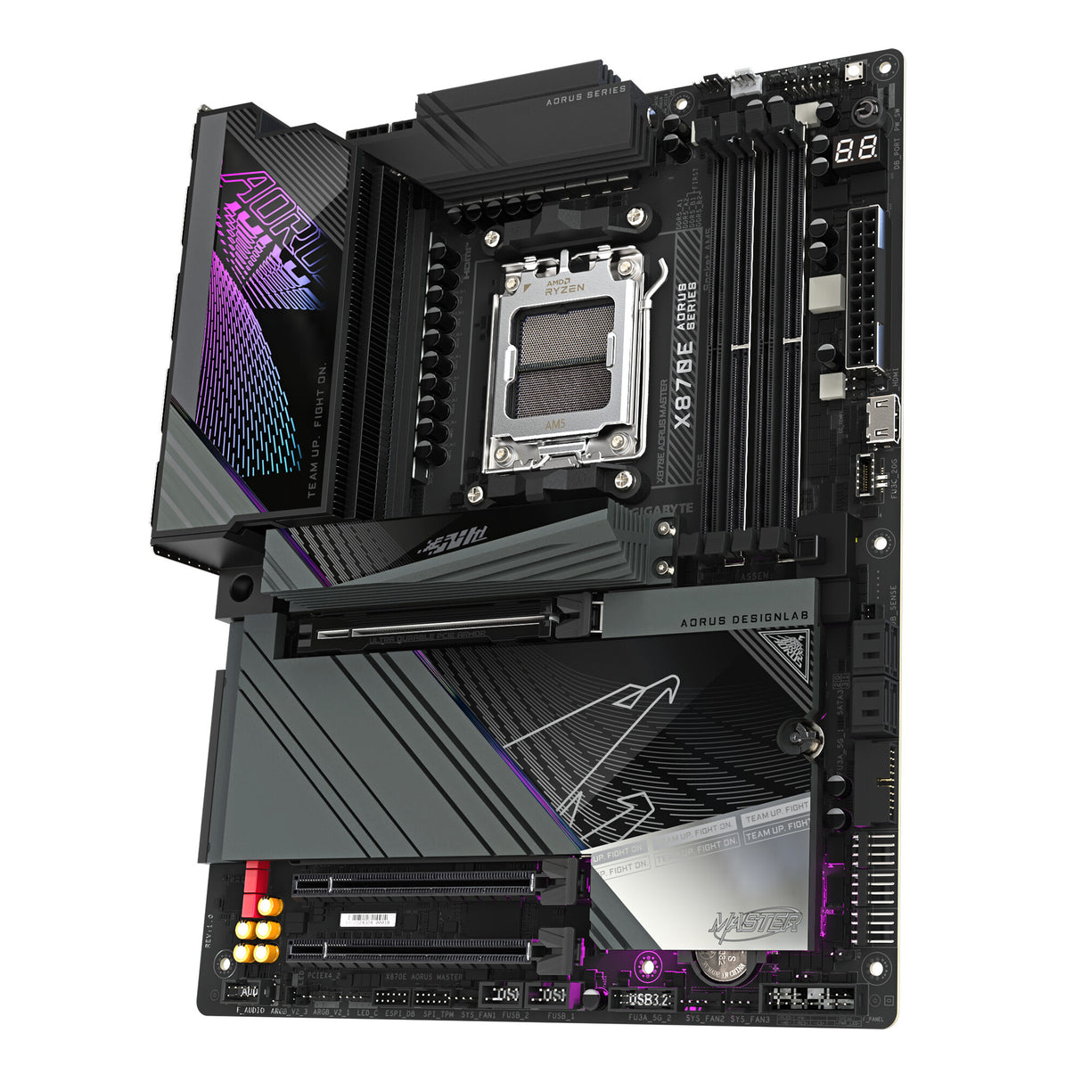 GIGABYTE X870E AORUS MASTER Motherboard - Supports AMD Ryzen 9000 CPUs, 16+2+2 Phases Digital VRM, up to 8600MHz DDR5 (OC), 3xPCIe 5.0 + 1xPCIe 4.0, Wi-Fi 7, 5GbE LAN, USB 4