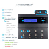 StarTech.com Standalone 1 to 7 USB Thumb Drive Duplicator and Eraser, Multiple USB Flash Drive Copier, System and File and Whole-Drive Copy at 1.5 GB/min, Single and 3-Pass Erase, LCD Display - TAA