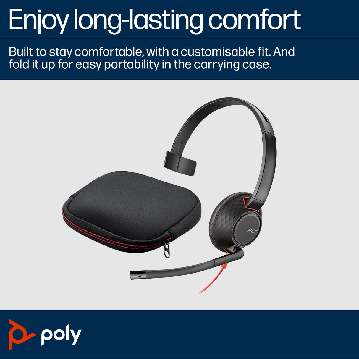 POLY Blackwire 5210 Monaural USB-C Headset +3.5mm Plug +USB-C/A Adapter